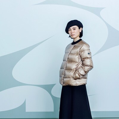 北海道ダウン:RETAR NUY/CISE ダウンカーディガン 25 女性専用 ベージュ/Lサイズ