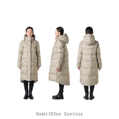 北海道ダウン:RETAR NUY/MAW ロングダウンコート25 女性サイズ ベージュ/Sサイズ