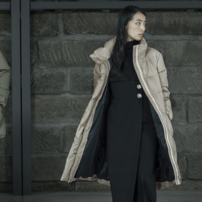 北海道ダウン:RETAR NUY/MAW ロングダウンコート25 女性サイズ ベージュ/Mサイズ