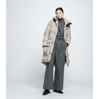 北海道ダウン:RETAR NUY/MAW ロングダウンコート26 女性サイズ ベージュ/Mサイズ