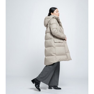 北海道ダウン:RETAR NUY/MAW ロングダウンコート26 女性サイズ ベージュ/Mサイズ