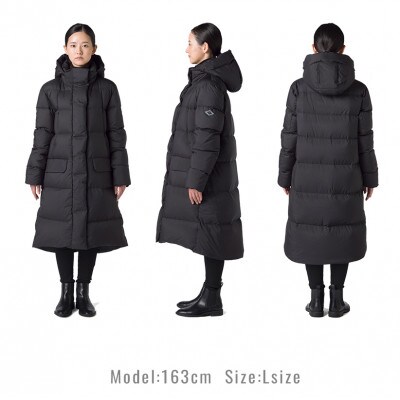 北海道ダウン:RETAR NUY/MAW ロングダウンコート25 女性サイズ ブラック/Sサイズ