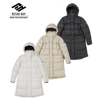 北海道ダウン:RETAR NUY/MAW ロングダウンコート25 女性サイズ ブラック/Sサイズ
