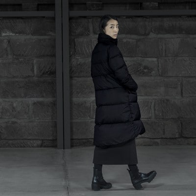 北海道ダウン:RETAR NUY/MAW ロングダウンコート25 女性サイズ ブラック/Lサイズ