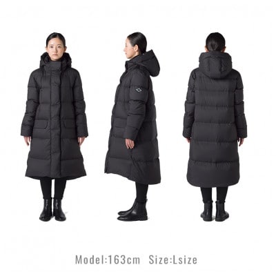 北海道ダウン:RETAR NUY/MAW ロングダウンコート25 女性サイズ ブラック/Lサイズ