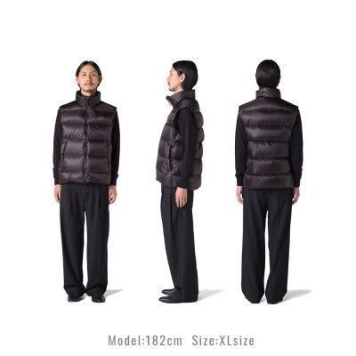 北海道ダウン:RETAR NUY/ESON ダウンベスト25 男女兼用 ブラック/Lサイズ