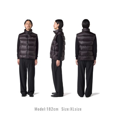 北海道ダウン:RETAR NUY/ESON ダウンベスト25 男女兼用 ブラック/XLサイズ