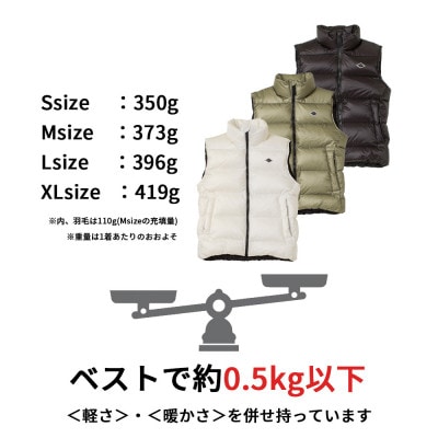 北海道ダウン:RETAR NUY/ESON ダウンベスト25 男女兼用 ブラック/XLサイズ