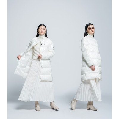北海道ダウン:RETAR NUY/CISE 26 ロングカーディガン 女性専用 ホワイト/Mサイズ