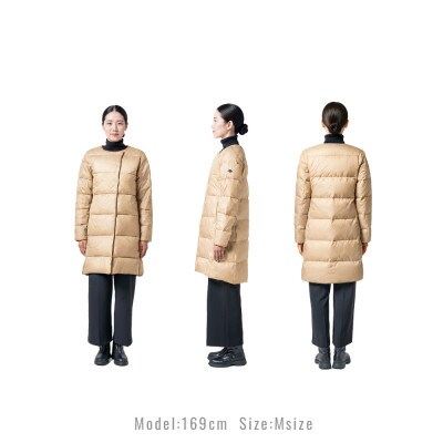 北海道ダウン:RETAR NUY/CISE 26 ロングカーディガン 女性専用 ベージュ/Sサイズ