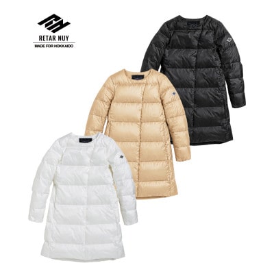 北海道ダウン:RETAR NUY/CISE 26 ロングカーディガン 女性専用 ブラック/Sサイズ