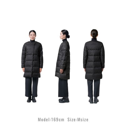 北海道ダウン:RETAR NUY/CISE 26 ロングカーディガン 女性専用 ブラック/Lサイズ
