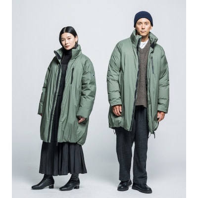 北海道ダウン:RETAR NUY/TANNE 26 ロングダウンコート 男女兼用 グリーン/Sサイズ