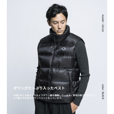 北海道ダウン:RETAR NUY/ESON 26 ダウンベスト 男女兼用 ブラック/XSサイズ