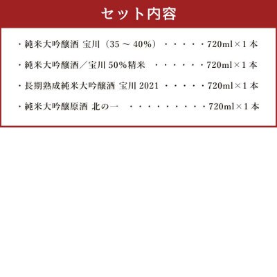 【小樽 田中酒造】純米大吟醸酒飲み比べセット 4種(720ml×各1本)計4本