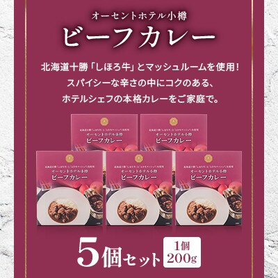 オーセントホテル小樽オリジナル「ビーフカレー」5個セット(1個×200g)【ホテルシェフの味】