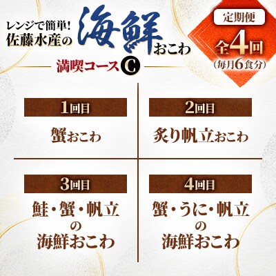 【毎月定期便】蟹・帆立・ウニ・鮭バターコーのおこわを6食ずつお届け! 海鮮おこわ満喫コースC全4回