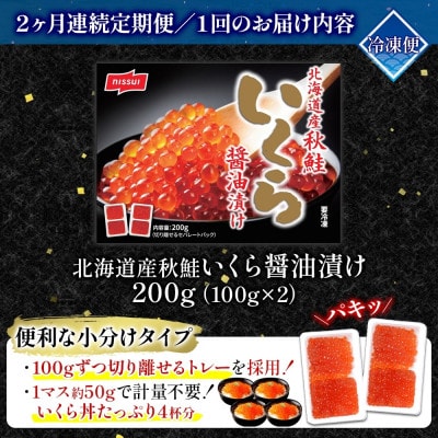 【毎月定期便】ニッスイ 北海道秋鮭いくら醤油漬け 200g全2回