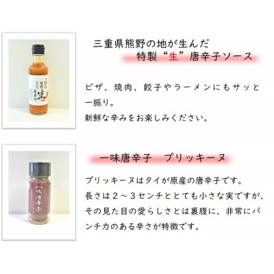 【テレビで紹介されました】熊野唐辛子ギフト2(一味唐辛子プリッキーヌ×2本と生唐辛子のセット)