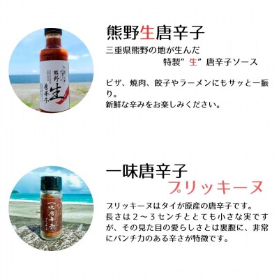 【テレビで紹介されました】熊野唐辛子ギフト2(一味唐辛子プリッキーヌ×2本と生唐辛子のセット)