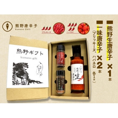 【テレビで紹介されました】熊野唐辛子ギフト5(一味唐辛子(プリッキーヌ・ハバネロ)各1本+生唐辛子)