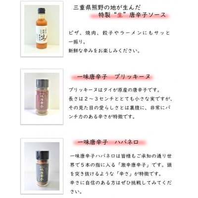 【テレビで紹介されました】熊野唐辛子ギフト5(一味唐辛子(プリッキーヌ・ハバネロ)各1本+生唐辛子)