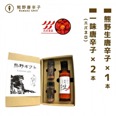 【テレビで紹介されました】熊野唐辛子ギフト7(一味唐辛子(ハバネロ)2本+生唐辛子)