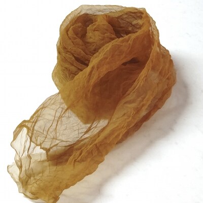 熊野番茶染め　シルクオーガンジースカーフ　金茶色(ミョウバン媒染)