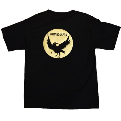 熊野古道　導きのカラス ゴールドTシャツ　黒(Mサイズ)