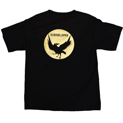 熊野古道　導きのカラス ゴールドTシャツ　黒(Lサイズ)
