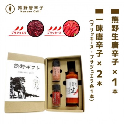 【テレビで紹介されました】熊野唐辛子ギフト3(一味唐辛子(プサジュエラ・プリッキーヌ)+生唐辛子)