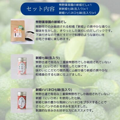 熊野だしを味わうセット(だしパック、新姫七味、ハバネロ七味)