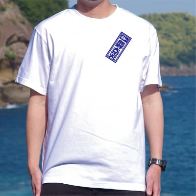 熊野大花火レトロ柄Tシャツ　白(Lサイズ)
