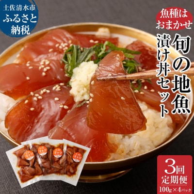 3回定期便:旬のお魚漬け丼セット100g&times;4P(1回1魚種おまかせ)【J00012】