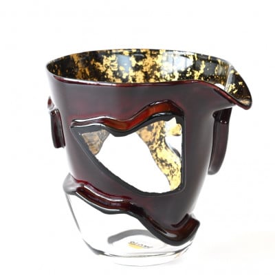 漆とガラス破片が融合した酒器【包-TsuTsuMu-】片口 / 溜塗り