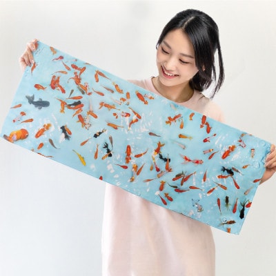 愛知県弥富市の金魚すくいフェイスタオル