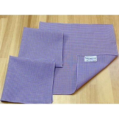 ウイルス抑制加工のハンカチ(パープルチェック5枚セット)