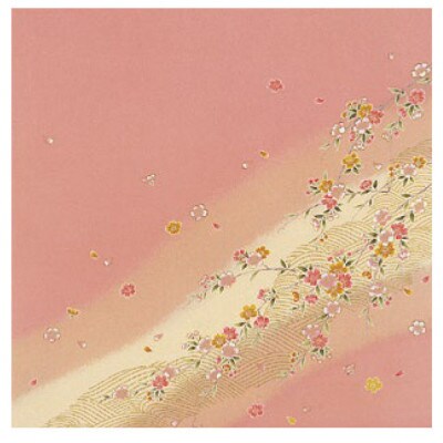 正絹 丹後ちりめん 友禅染め 風呂敷   柄名:桜に流水  二巾7号 68cm×68cm 桐箱入り