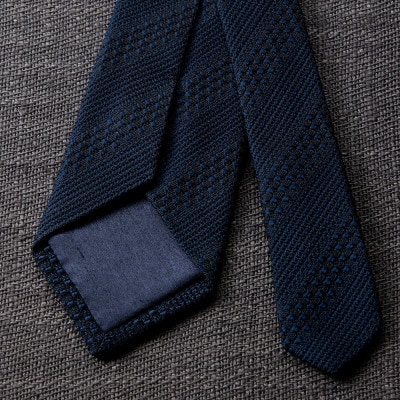 【手織りネクタイ】ダークネイビー 丹後ジャカードタイ kuskafabric 京都・丹後のシルク織物