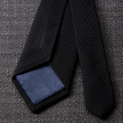 【手織りネクタイ】ブラック フレスコタイ kuskafabric 京都・丹後のシルク織物