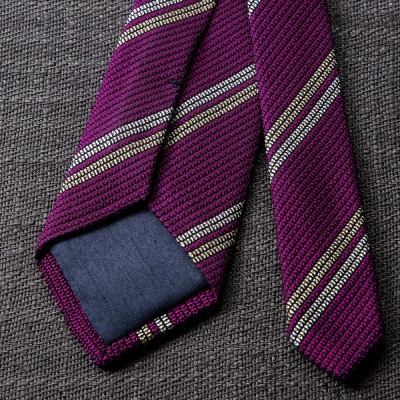 【手織りネクタイ】パープル 2ラインタイ kuskafabric 京都・丹後のシルク織物