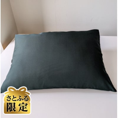 【さとふる限定】丹後シルク　枕カバー濃グリーン　髪と肌にやさしい絹100%の国産寝具シルク100%