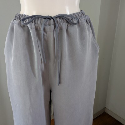 【さとふる限定】丹後シルク　パンツ　グレーブルー　シルク/トリアセテート