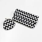 かぶせポーチ・がま口薄型セット(波なみ柄ブラック)　一色ちりめん　京都与謝野町より　【高島屋選定品】