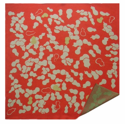 正絹縮緬友禅風呂敷 瓢箪 (赤) 約45cm×47cm