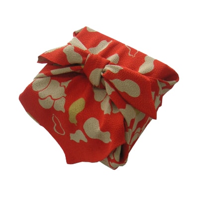 正絹縮緬友禅風呂敷 瓢箪 (赤) 約45cm×47cm