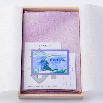 正絹ちりめん友禅ふくさ ぼかし 浅紫(藤色)