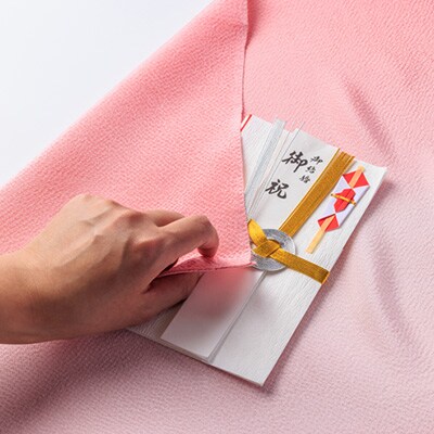 正絹ちりめん友禅ふくさ ぼかし 桃染(ピンク色)
