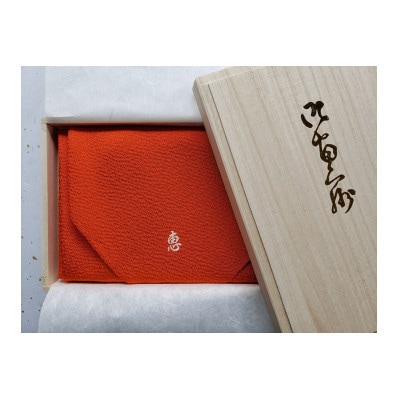 正絹ちりめん御名入り御ふくさ　朱色