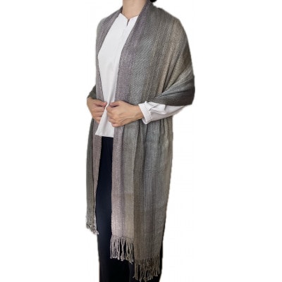 【さとふる限定・一点もの】草木染め×手織り　職人仕立てのシルクストール　幅50cm×長さ200cm